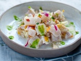 Ceviche de dorade-sébaste aux légumes fermentés