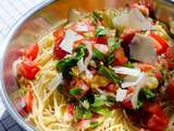 Spaghetti aux céréales, tomates fraîches