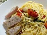 Veau et Linguine aux tomates-cerises et armoise