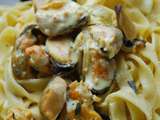 Tagliatelles aux moules sauce curry