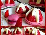 Macarons fraises et chantilly de crème anglaise