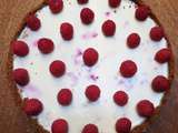 Tarte panna cotta aux framboises et chocolat blanc