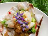 Saint Jacques en tartare sur salade de légumes