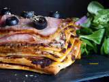 Millefeuille de pizza au bacon fume