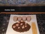 Boudin blanc lentilles et foie gras