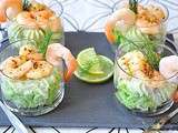 Verrines de mousse d’avocat et crevettes