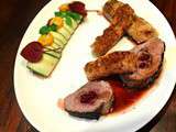 Ballotine de canard aux cerises, Nems de Canard et Cannelloni de courgette