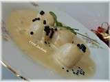 St Jacques au champagne et perles saveur truffe