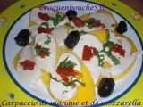 Carpaccio de mangue et de mozzarella