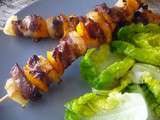 Brochettes de porc ananas poivron sauce barbecue