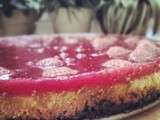 Cheesecake aux Oreo, chocolat blanc et fraise