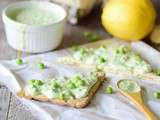 Tartinade de petits pois, fromage frais et citron