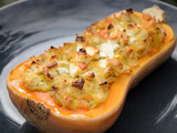 Butternut farcie végétarienne aux poireaux et à la féta