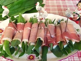 Roulés de jambon fumé à la mozzarella et ail des ours