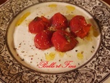 Tomates cerises confites sur un crémeux de feta