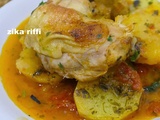 Batata fel koucha - pommes de terre au four au poulet et tomates fraîches au cumin