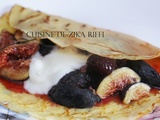 Crêpes aux figues fraîches - confiture de fraises et yaourt nature