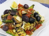 Salade de légumes grillés- aubergine- poivron- tomate- courgette - ricotta et vinaigrette