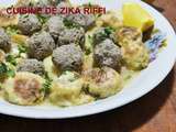 Tajine de croquettes de chou fleur aux boulettes d'agneau en sauce blanche au citron