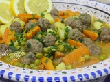 Tajine jelbena bel kefta- plat aux boulettes- petits pois- carottes et pomme de terre