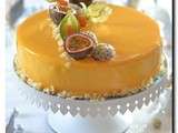 Entremet exotique : noix de coco, passion et mangue