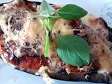 Aubergine farcie tomate coppa aux 2 fromages