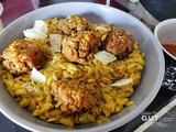 Boulettes d’agneau et langues d’oiseau en risotto