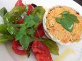 Champignons farcis houmous de poivron et terrine de saumon