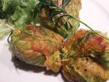 Fleurs de courgettes farcies riz safrané et Ossau irraty