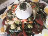 Salade de choux carottes tomates et Burrata