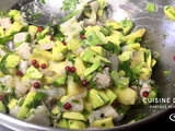 Salade de fenouil et nectarines et tartare d’espadon et avocat parfumés aux herbes