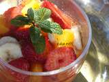 Verrines Fraises, oranges et bananes au jus de citron