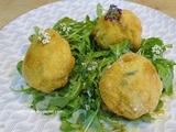 Croquettes de pomme de terre aux épices, ciboulette, persil, mozzarella et Comté