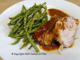 Cuisse de dinde marinée, haricots verts sésame, noix de cajou