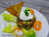 Lentilles en salade, oeuf poché, vinaigrette au Xérès