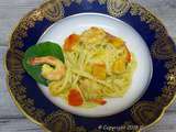 Linguine au potimarron, crevettes et basilic