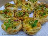 Mini quiches aux petits pois, ventrèche, cheddar et menthe