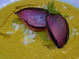 Velouté carotte, poireau, christophine, lentilles corail et curcuma