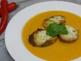 Velouté de patate douce, piment et fromage de chèvre Selles sur Cher