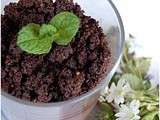 Crumble sur Panna Cotta tout Chocolat en pot de fleur