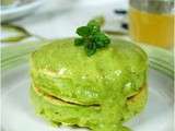 Pancakes aux Petits Pois et sa Sauce Courgettes et Menthe