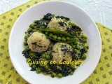 Boulettes de poisson aux petits pois et épinards