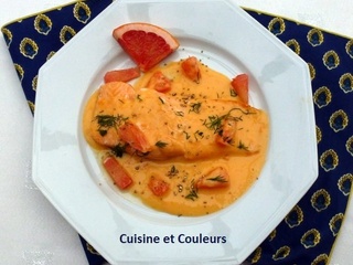 Pavé de truite, sauce au pamplemousse rose