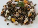 Salade de lentilles au haddock, citron et aneth