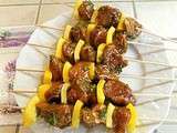 Brochettes de dinde marinées