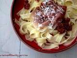 Tagliatelles au pesto de tomates séchées et prosciutto