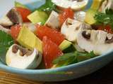 Salade champignons, topinambours, avocat, pamplemousse