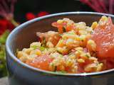 Salade de lentilles corail, tomate et pamplemousse