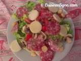 Salade tomate, coeur de palmier, champignon et saucisson