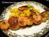 Brochette de gambas et saint-jacques